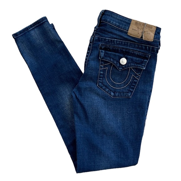 True Religion Denim - TRUE RELIGION Woman’s Low Rise Flap Pockets Distressed Skinny Denim Jean Size 28
